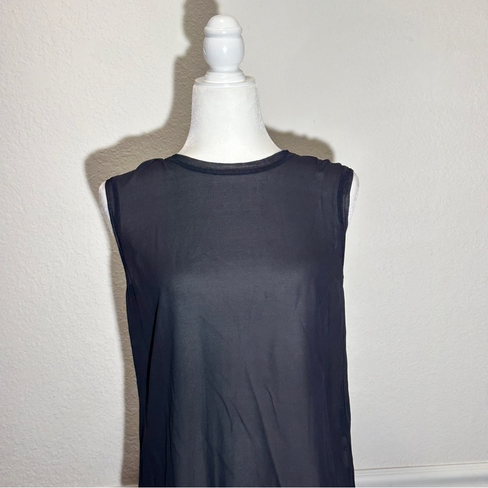 Vince Navy Blue Chiffon Silk Sleeveless Blouse Size S - Picture 5 of 7
